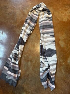 Striped Lightweight Scarf in Neutral Tones